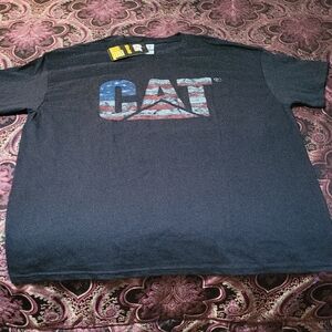 Gildan Black T-Shirt with American Flag CAT Logo